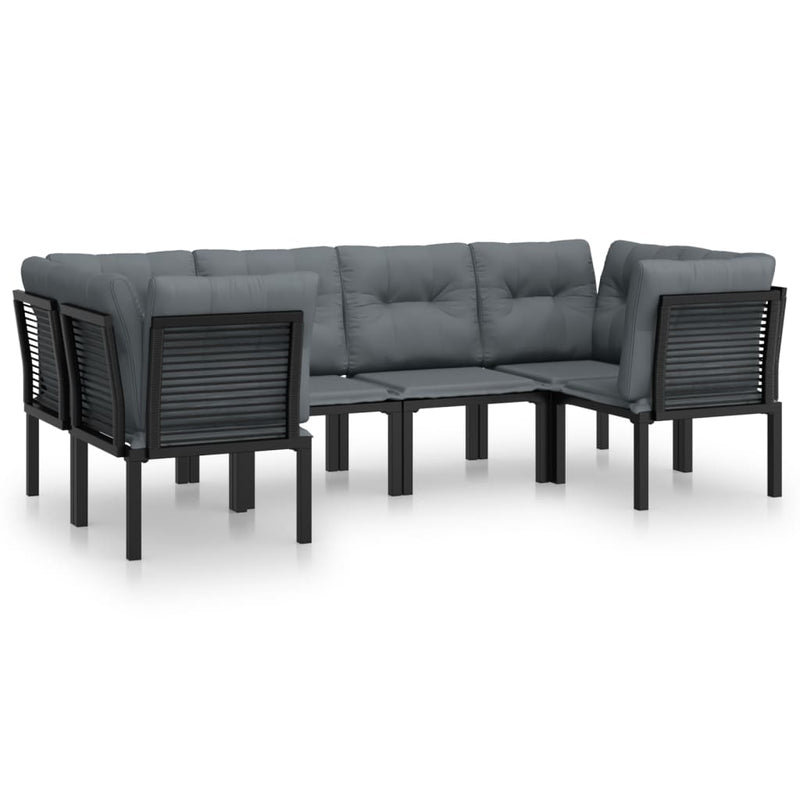 6-delige Loungeset poly rattan zwart en grijs MeubelReus