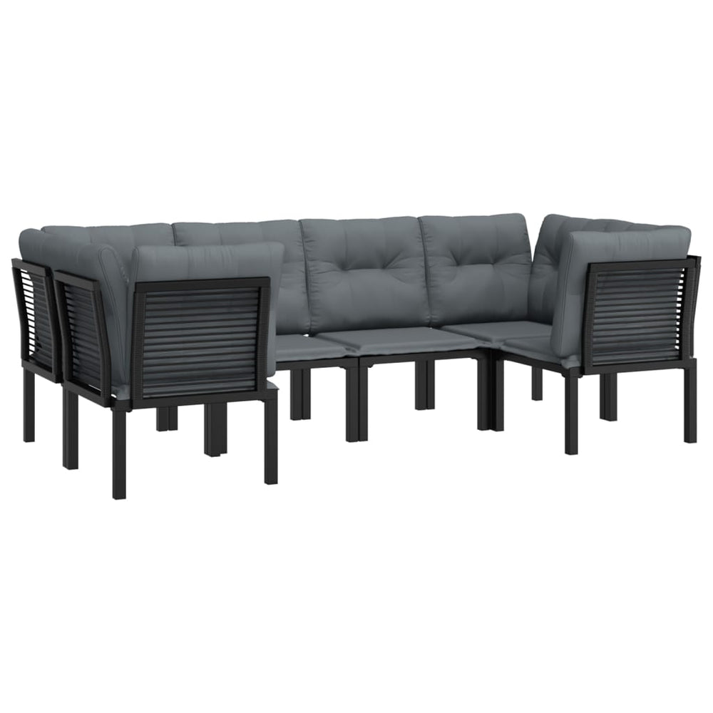 6-delige Loungeset poly rattan zwart en grijs MeubelReus