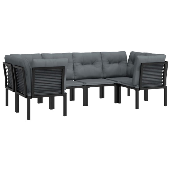 6-delige Loungeset poly rattan zwart en grijs MeubelReus
