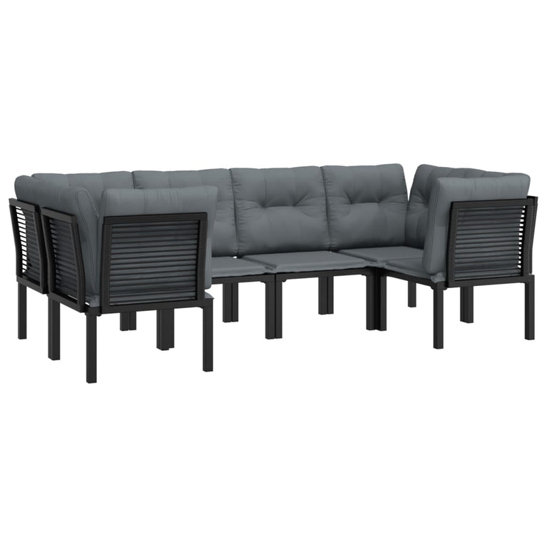 6-delige Loungeset poly rattan zwart en grijs MeubelReus