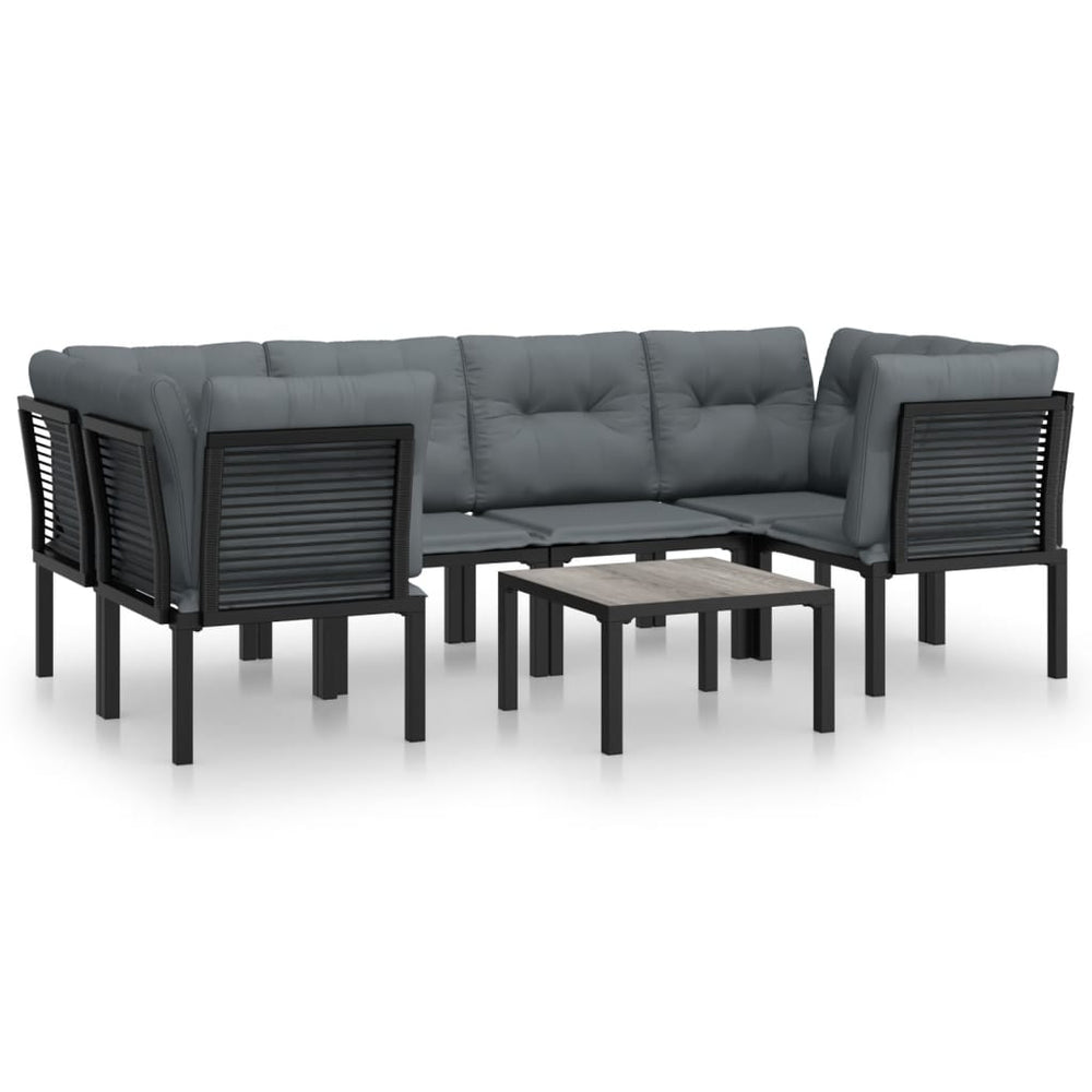 7-delige Loungeset poly rattan zwart en grijs MeubelReus