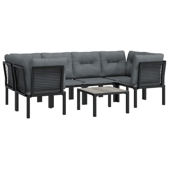 7-delige Loungeset poly rattan zwart en grijs MeubelReus