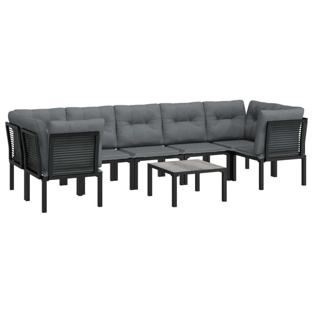 8-delige Loungeset poly rattan zwart en grijs MeubelReus