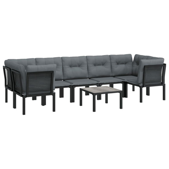 8-delige Loungeset poly rattan zwart en grijs MeubelReus