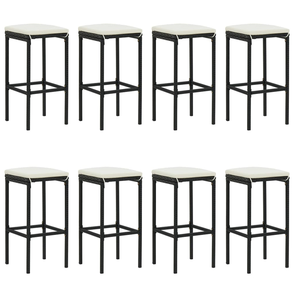 9-delige Tuinbarset met kussens poly rattan zwart MeubelReus