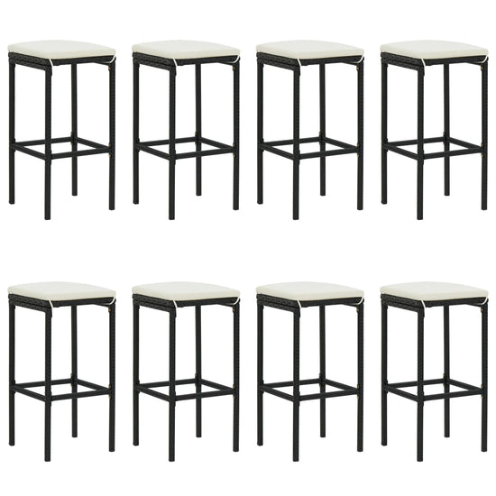 9-delige Tuinbarset met kussens poly rattan zwart MeubelReus