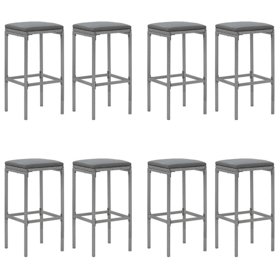 9-delige Tuinbarset met kussens poly rattan grijs MeubelReus