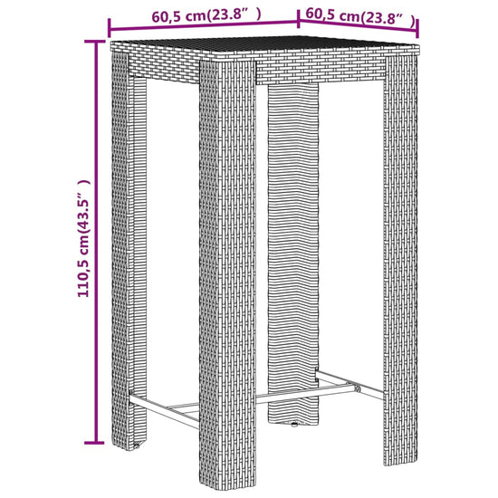 3-delige Tuinbarset poly rattan en massief acaciahout grijs MeubelReus