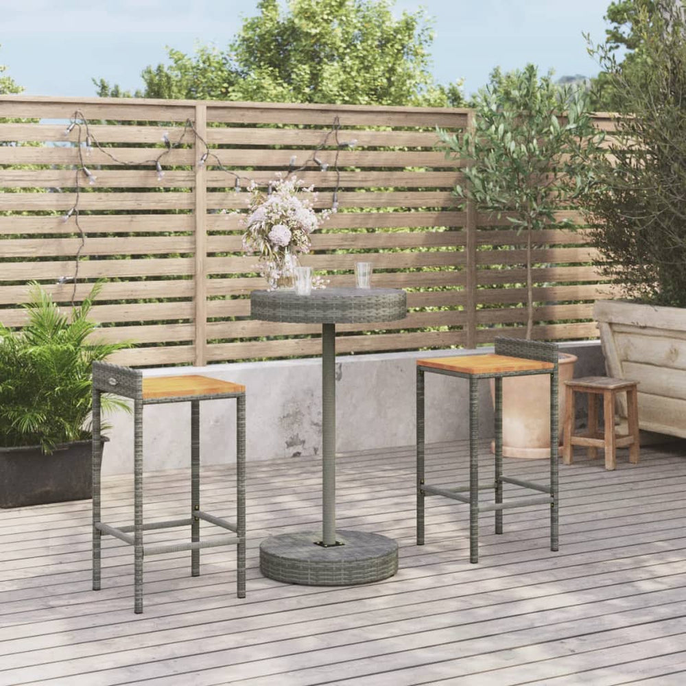 3-delige Tuinbarset poly rattan en massief acaciahout grijs MeubelReus