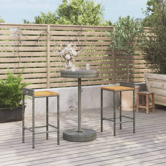 3-delige Tuinbarset poly rattan en massief acaciahout grijs MeubelReus