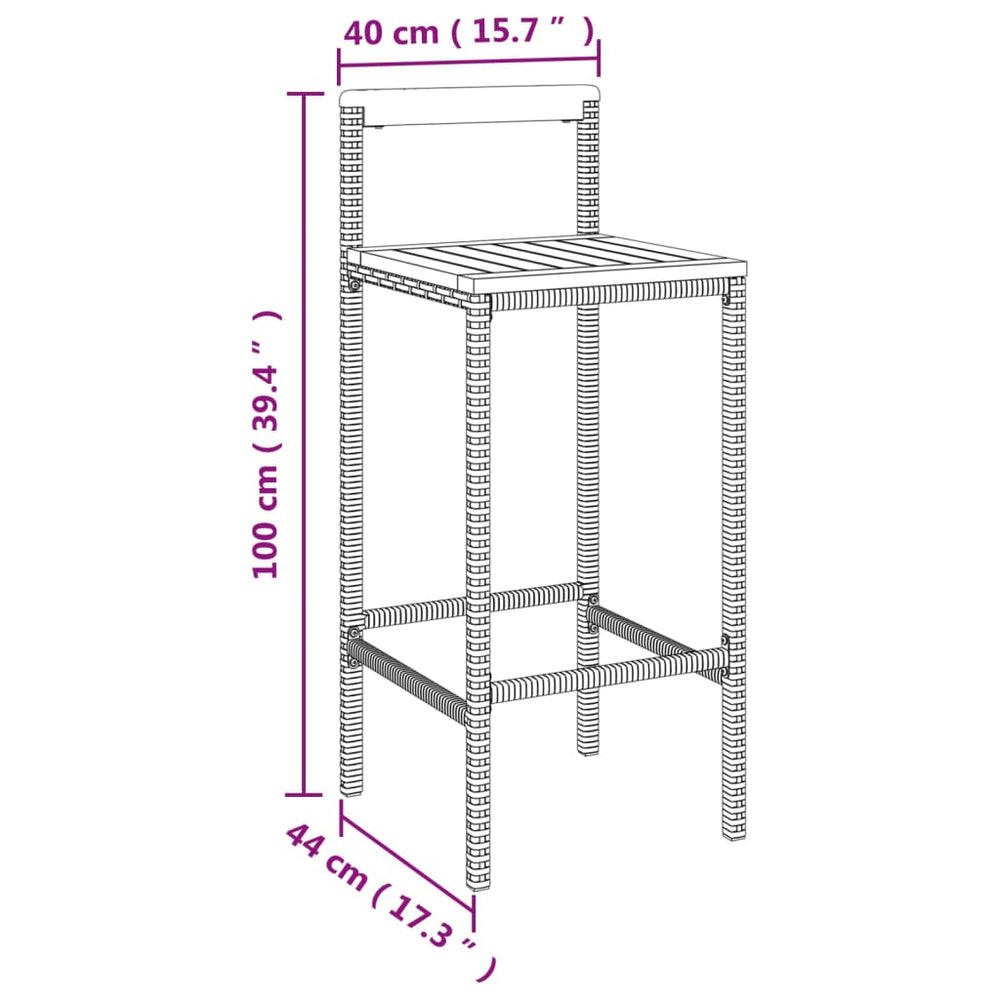 3-delige Tuinbarset poly rattan en massief acaciahout grijs MeubelReus