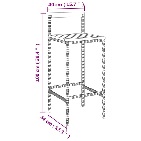 3-delige Tuinbarset poly rattan en massief acaciahout grijs MeubelReus