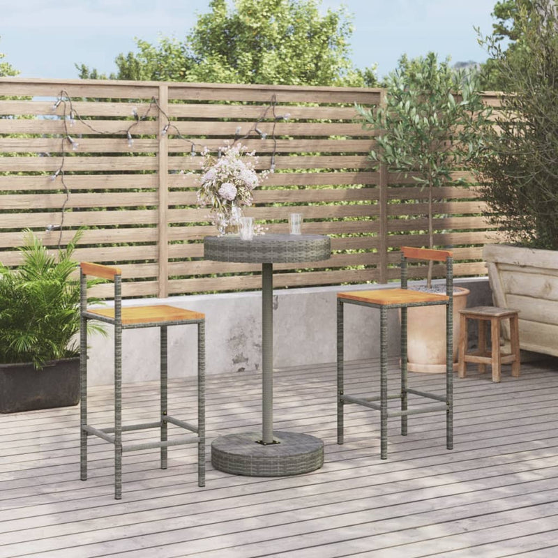 3-delige Tuinbarset poly rattan en massief acaciahout grijs MeubelReus