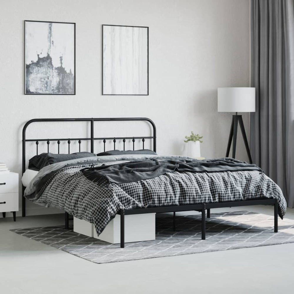 Bedframe met hoofdbord metaal zwart 180x200 cm MeubelReus