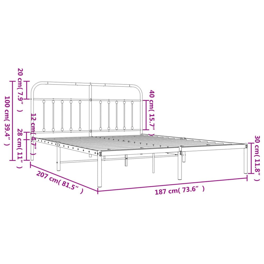 Bedframe met hoofdbord metaal zwart 180x200 cm MeubelReus