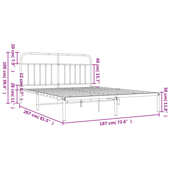 Bedframe met hoofdbord metaal zwart 180x200 cm MeubelReus