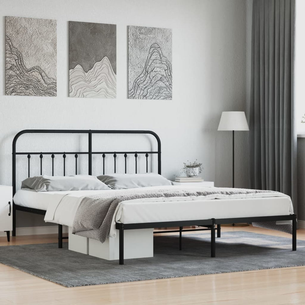 Bedframe met hoofdbord metaal zwart 180x200 cm MeubelReus