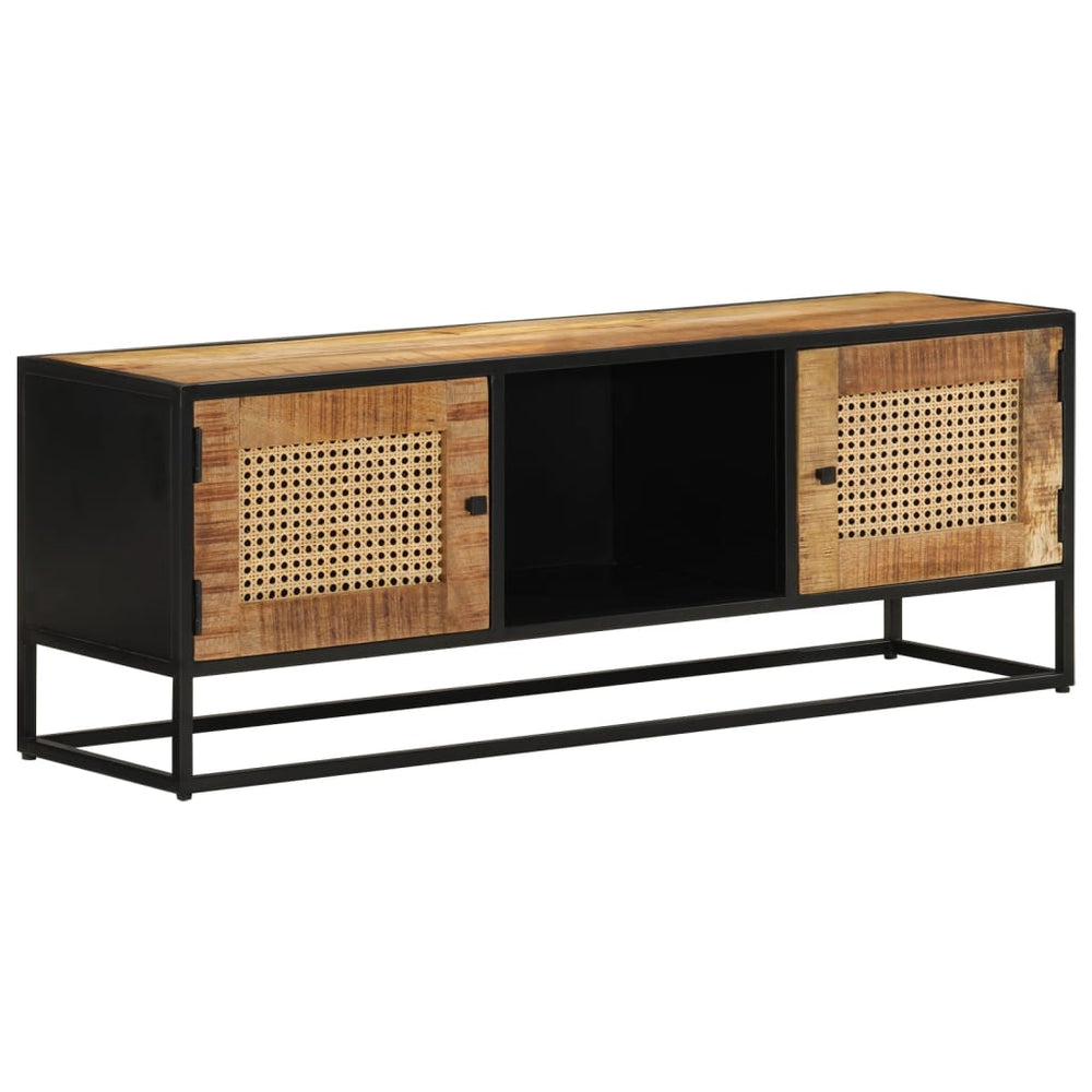 Tv-meubel 110x30x40 cm massief ruw mangohout en ijzer MeubelReus