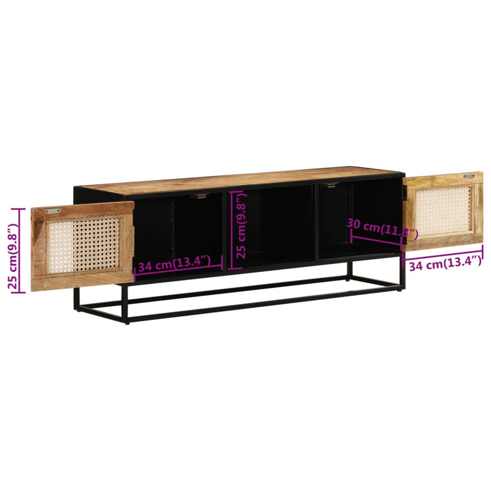 Tv-meubel 110x30x40 cm massief ruw mangohout en ijzer MeubelReus