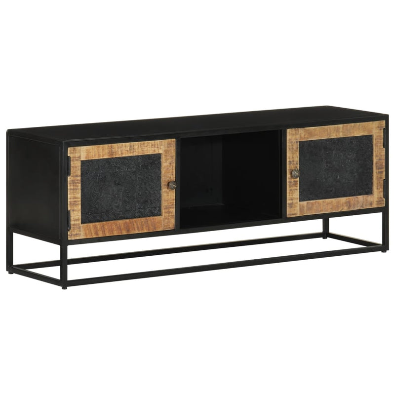 Tv-meubel 110x30x40 cm massief ruw mangohout en ijzer MeubelReus