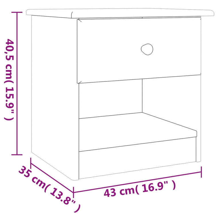 Nachtkastje ALTA 43x35x40,5 cm massief grenenhout MeubelReus