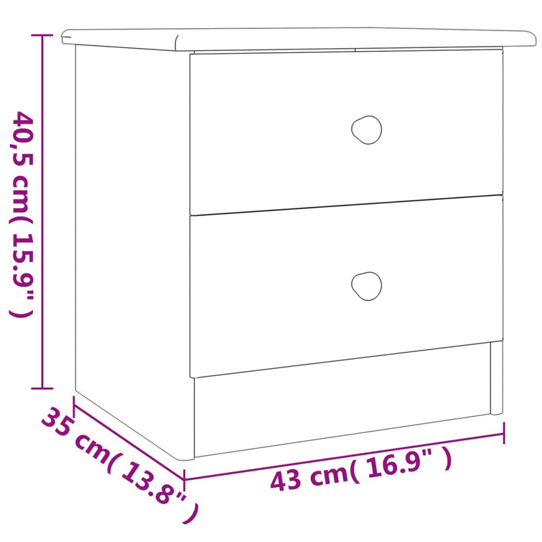 Nachtkastje ALTA 43x35x40,5 cm massief grenenhout MeubelReus