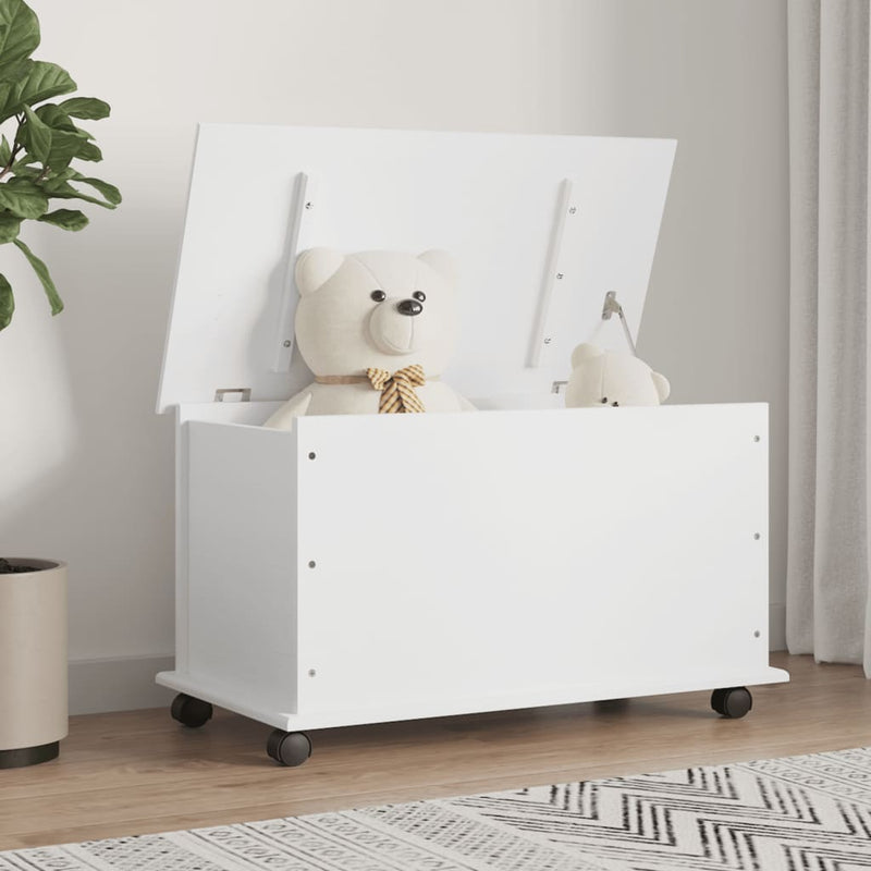 Opbergkist met wielen ALTA 73x39,5x44 cm massief grenenhout wit MeubelReus