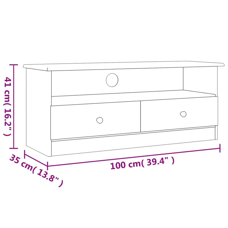 TV-meubel met lades ALTA 100x35x41 cm massief grenenhout wit MeubelReus