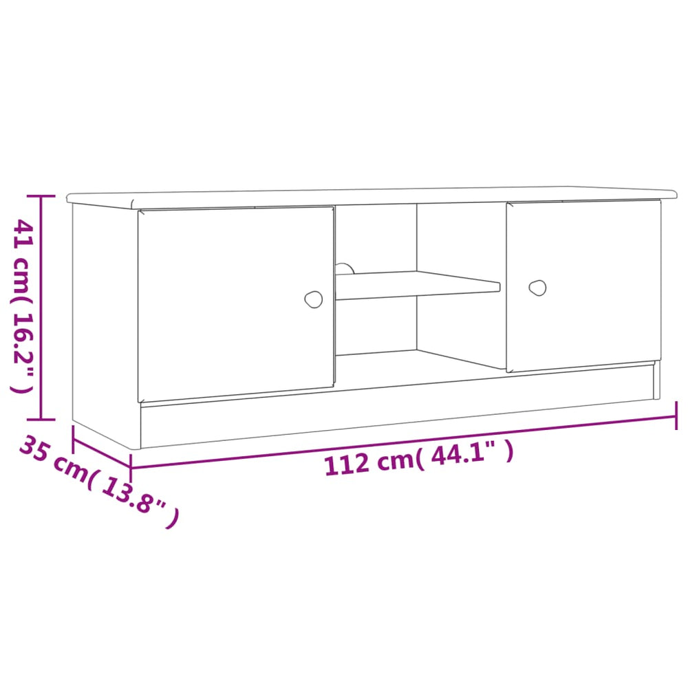 TV-meubel ALTA 112x35x41 cm massief grenenhout wit MeubelReus