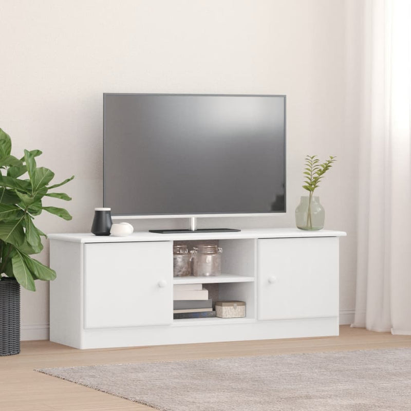 TV-meubel ALTA 112x35x41 cm massief grenenhout wit MeubelReus