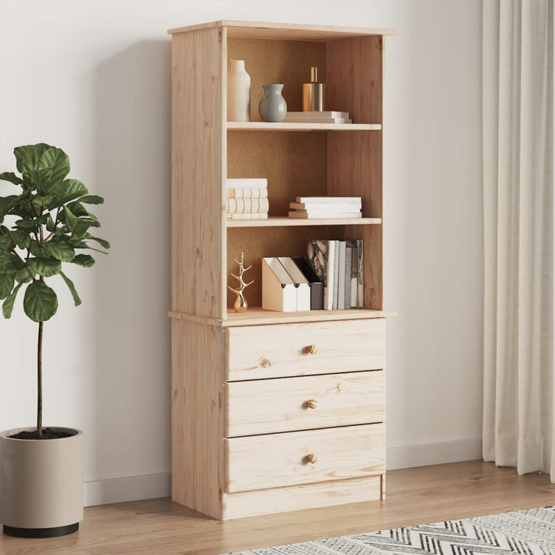 Boekenkast met lades ALTA 60x35x142 cm massief grenenhout MeubelReus