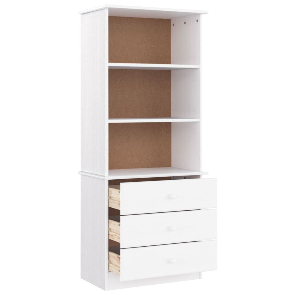 Boekenkast met lades ALTA 60x35x142 cm massief grenenhout wit MeubelReus