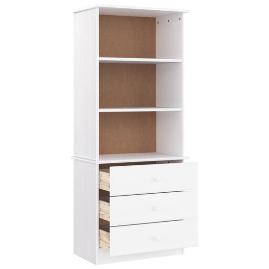 Boekenkast met lades ALTA 60x35x142 cm massief grenenhout wit MeubelReus