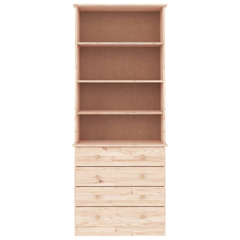 Boekenkast met lades ALTA 77x35x186,5 cm massief grenenhout MeubelReus