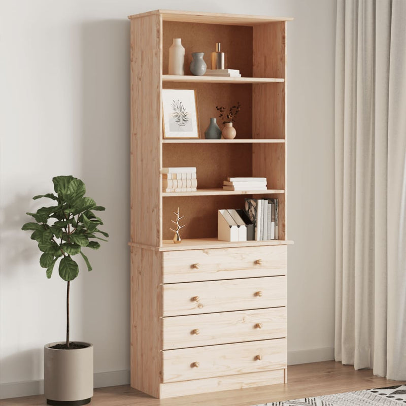 Boekenkast met lades ALTA 77x35x186,5 cm massief grenenhout MeubelReus
