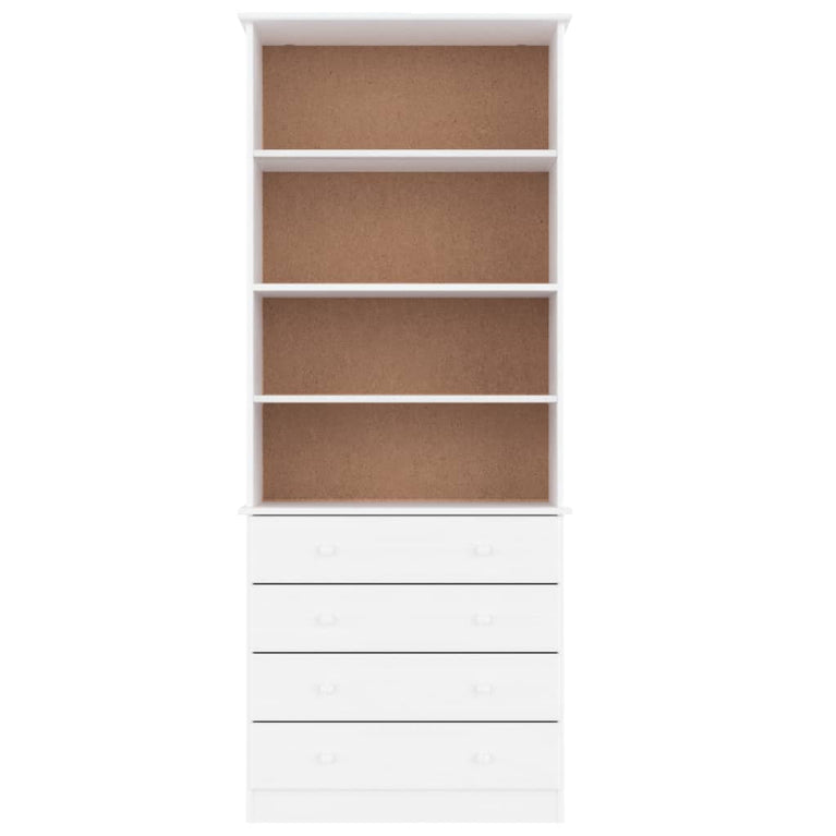 Boekenkast met lades ALTA 77x35x186,5 cm massief grenenhout wit MeubelReus