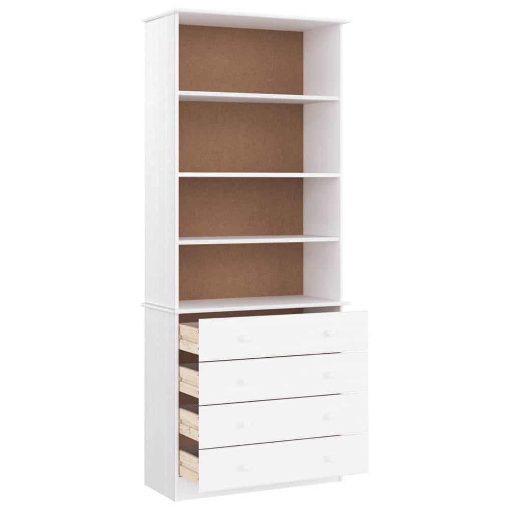 Boekenkast met lades ALTA 77x35x186,5 cm massief grenenhout wit MeubelReus