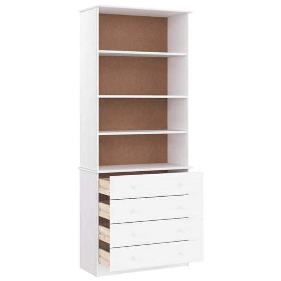 Boekenkast met lades ALTA 77x35x186,5 cm massief grenenhout wit MeubelReus