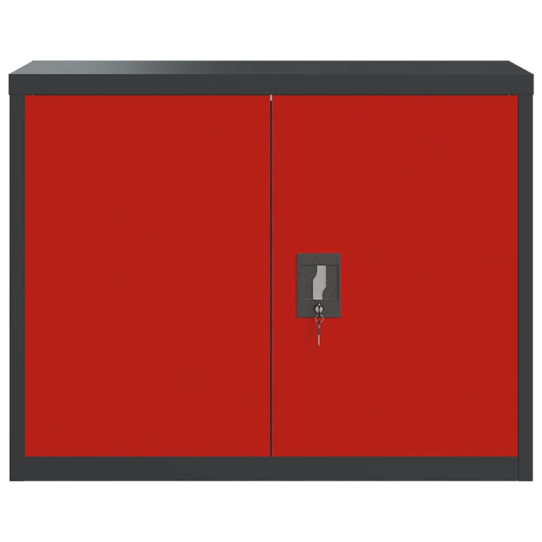 Archiefkast 90x40x70 cm staal antracietkleurig en rood MeubelReus