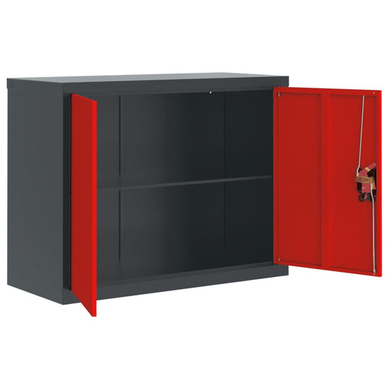 Archiefkast 90x40x70 cm staal antracietkleurig en rood MeubelReus