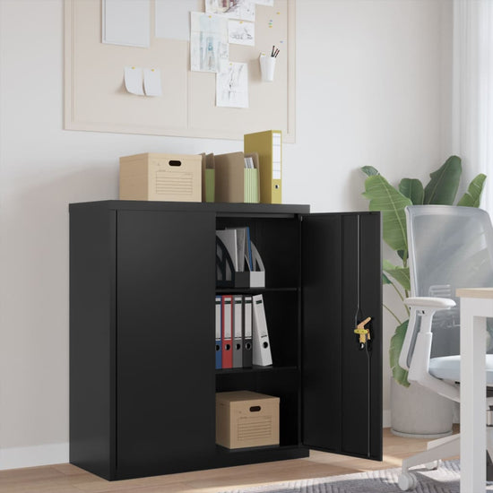 Archiefkast 90x40x105 cm staal zwart MeubelReus