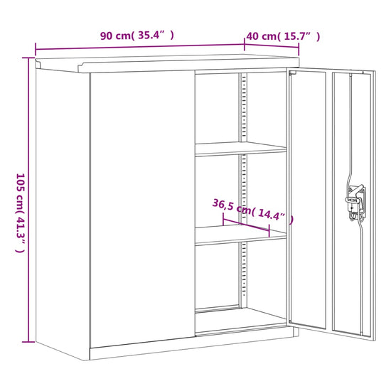 Archiefkast 90x40x105 cm staal antracietkleurig MeubelReus
