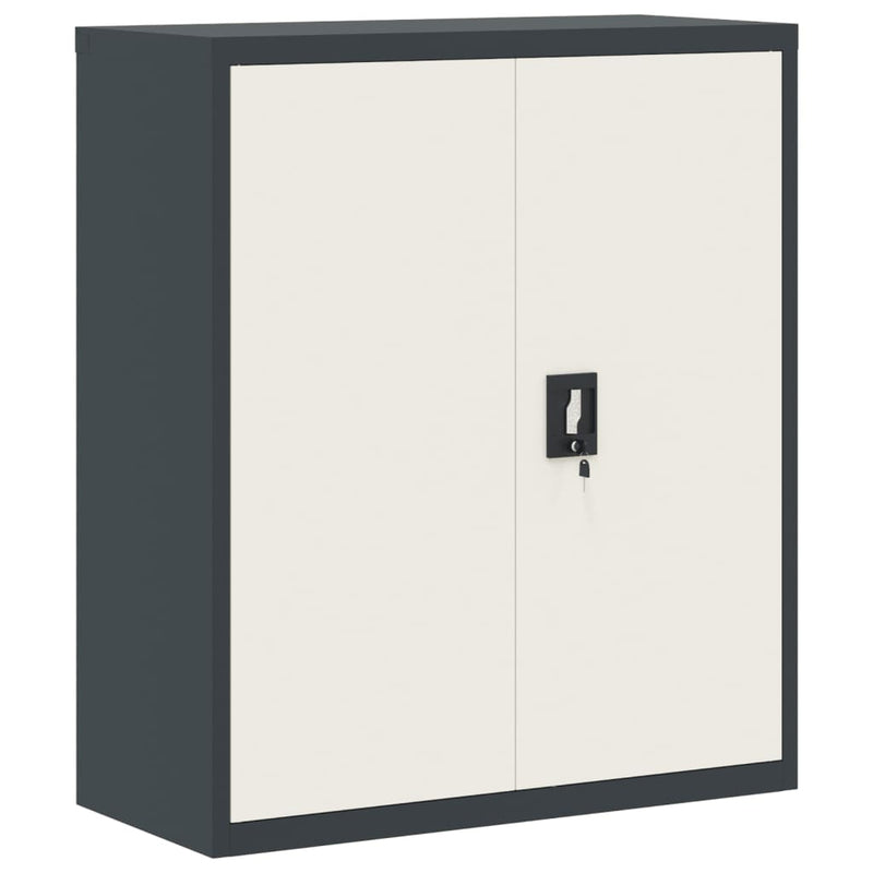 Archiefkast 90x40x105 cm staal antracietkleurig en wit MeubelReus