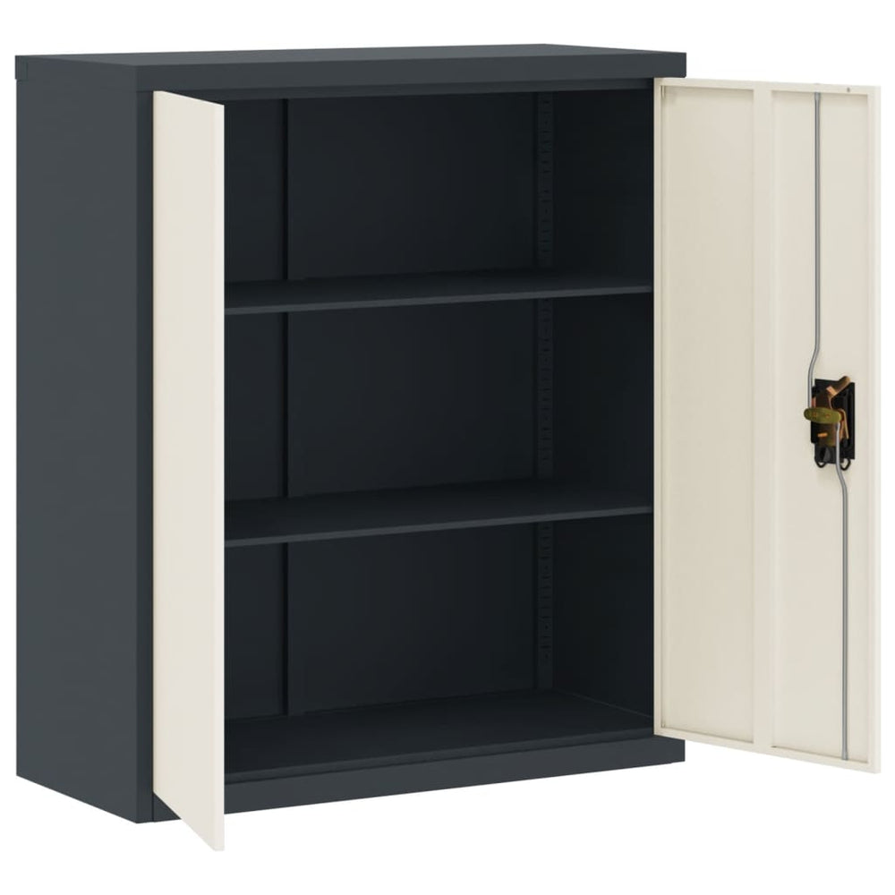 Archiefkast 90x40x105 cm staal antracietkleurig en wit MeubelReus