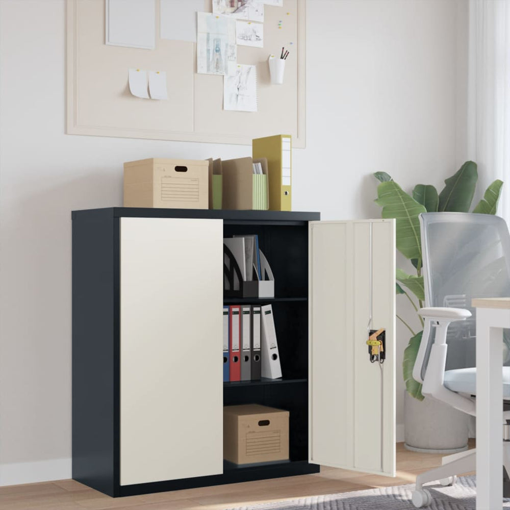 Archiefkast 90x40x105 cm staal antracietkleurig en wit MeubelReus
