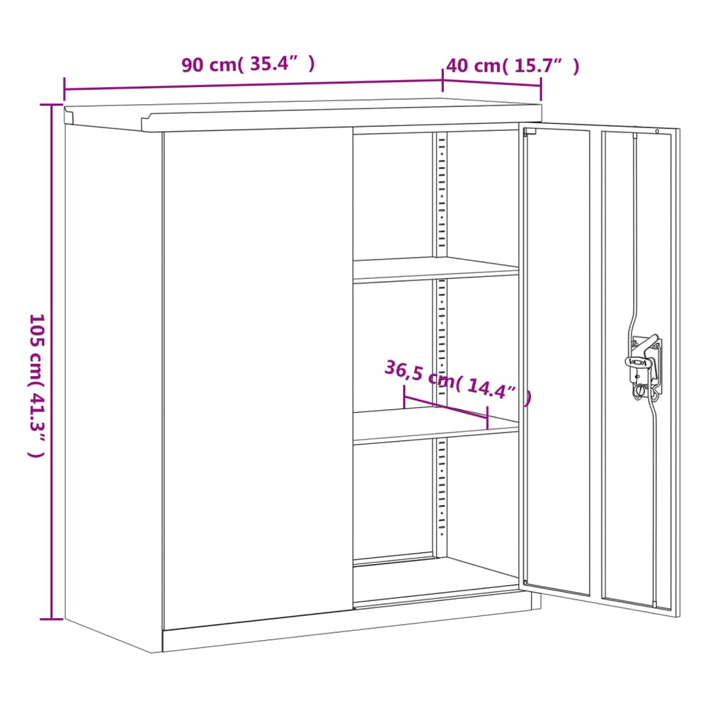 Archiefkast 90x40x105 cm staal lichtgrijs en donkergrijs MeubelReus