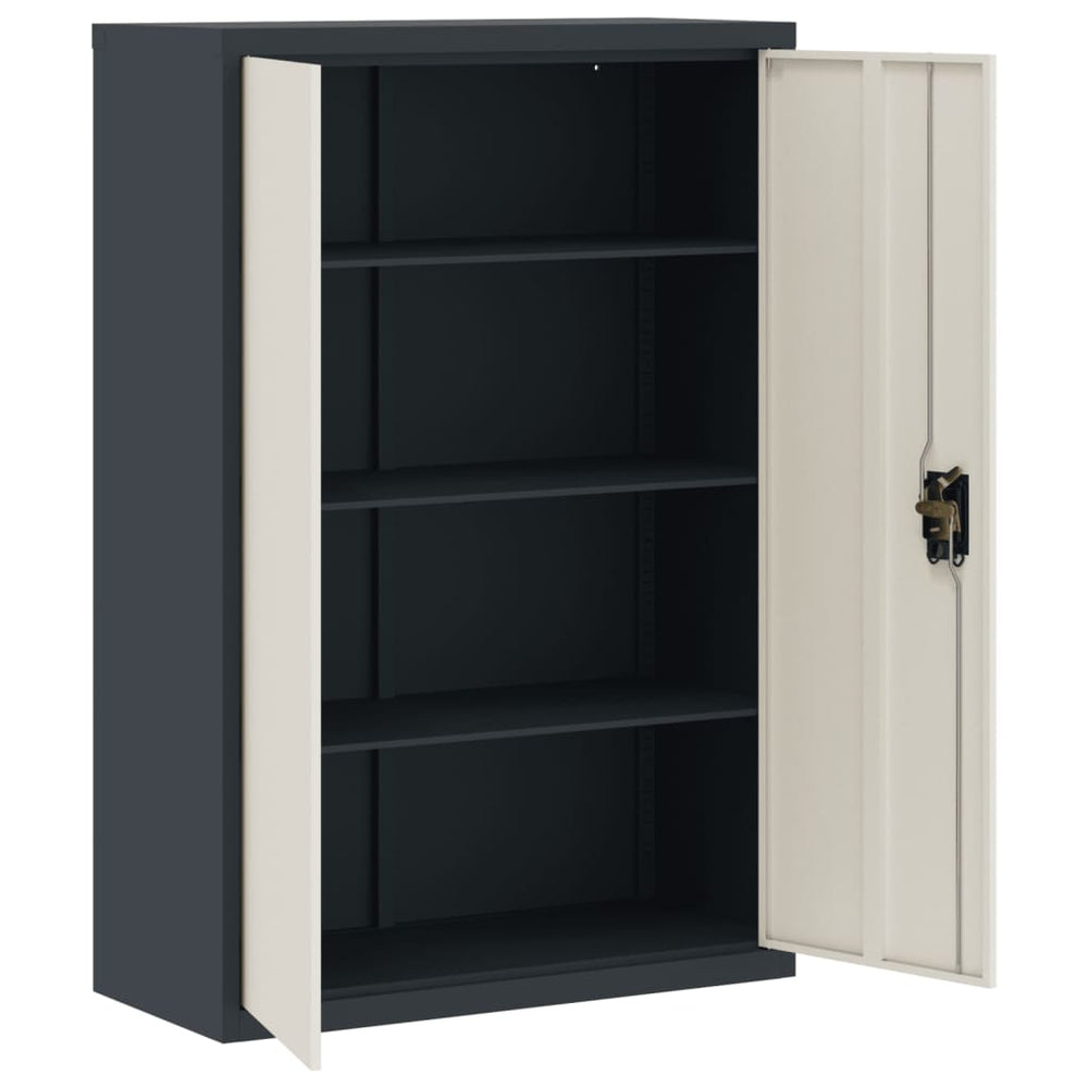 Archiefkast 90x40x140 cm staal antracietkleurig en wit MeubelReus
