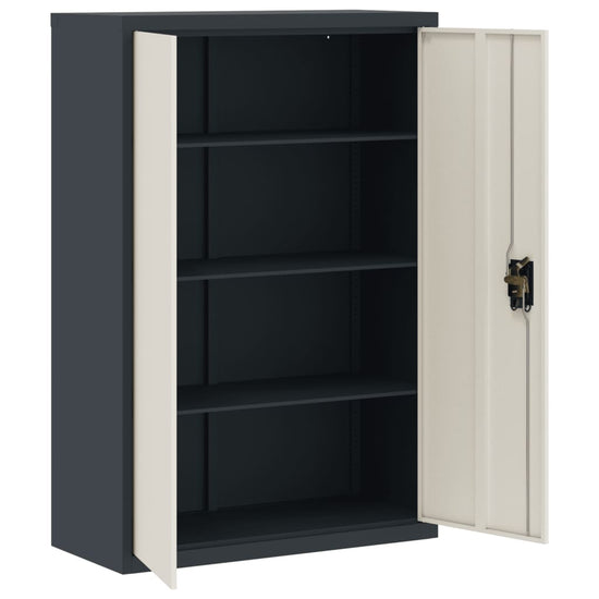 Archiefkast 90x40x140 cm staal antracietkleurig en wit MeubelReus