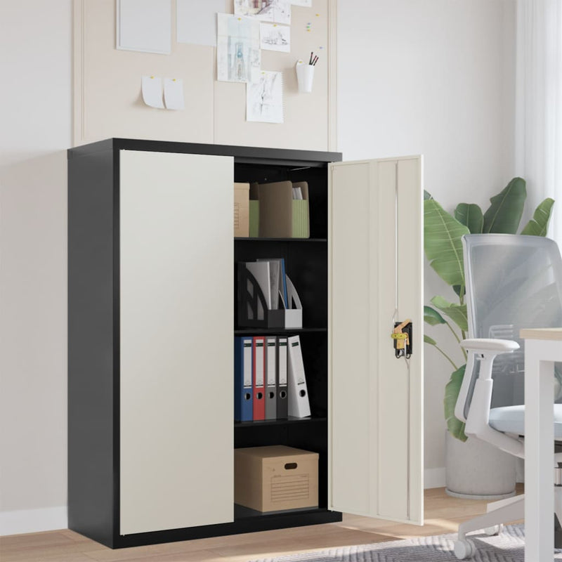 Archiefkast 90x40x140 cm staal antracietkleurig en wit MeubelReus