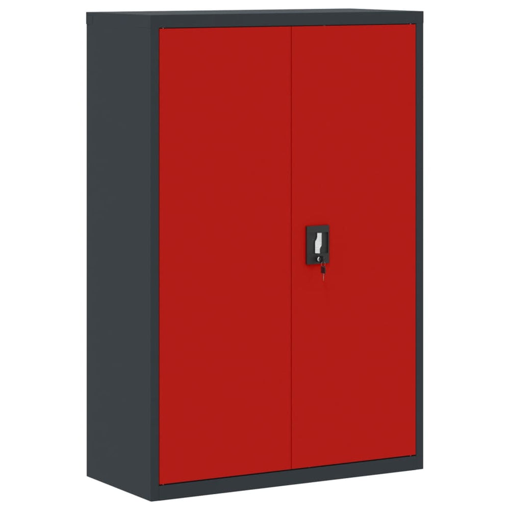 Archiefkast 90x40x140 cm staal antracietkleurig en rood MeubelReus